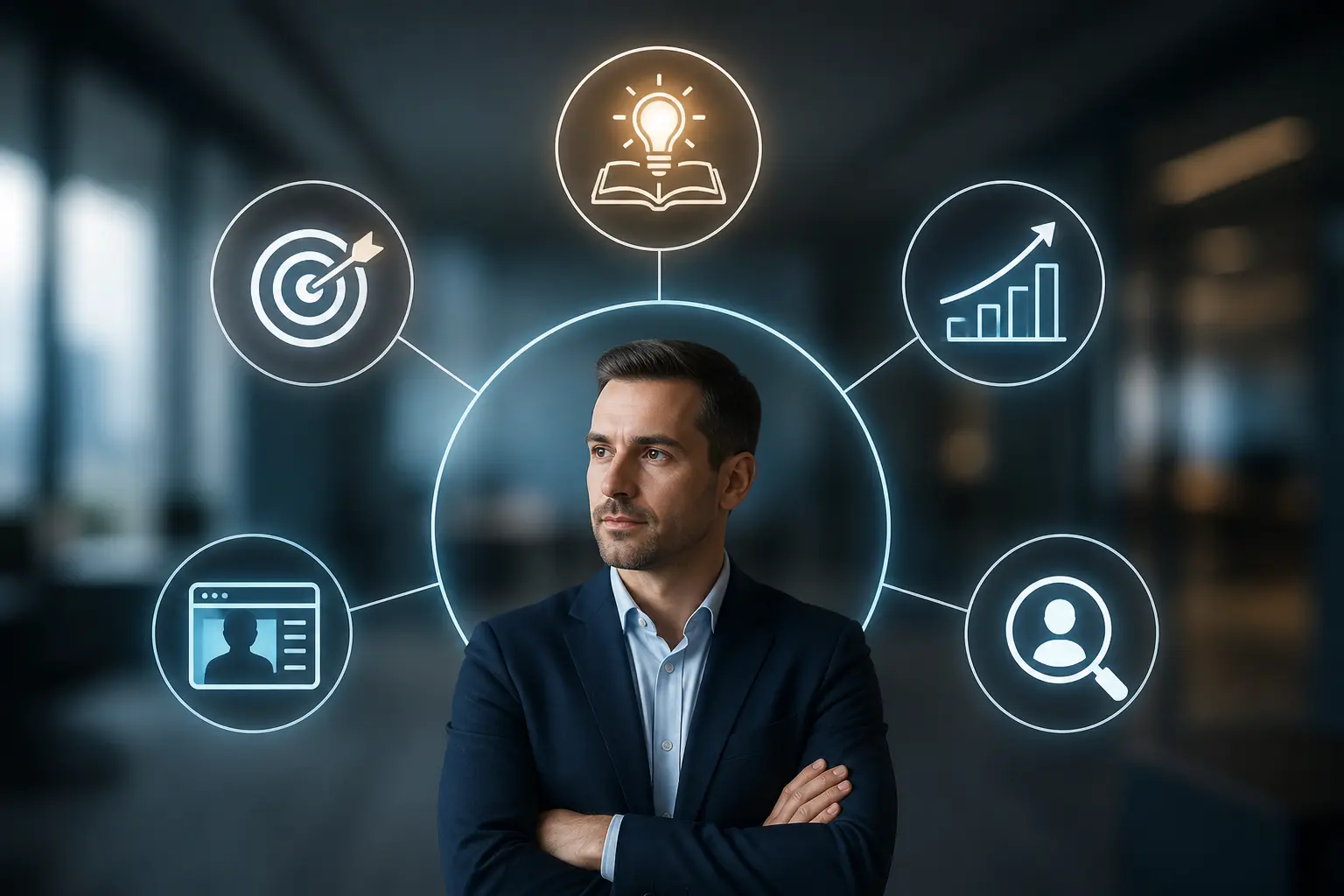 A senior executive and a client shake hands in a modern boardroom while a tablet displays a professional profile and credibility signals. The image represents accelerated trust, reduced decision friction, and visibility-driven deal velocity aligned with Melanie Borden’s AI Visibility Strategy.